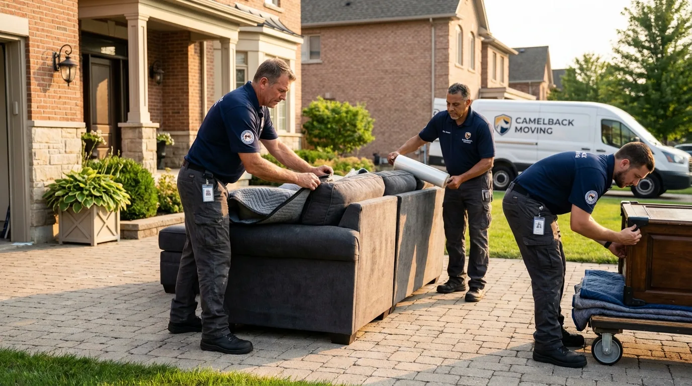 Large estate moving crew wrapping furniture in Williamson, WV