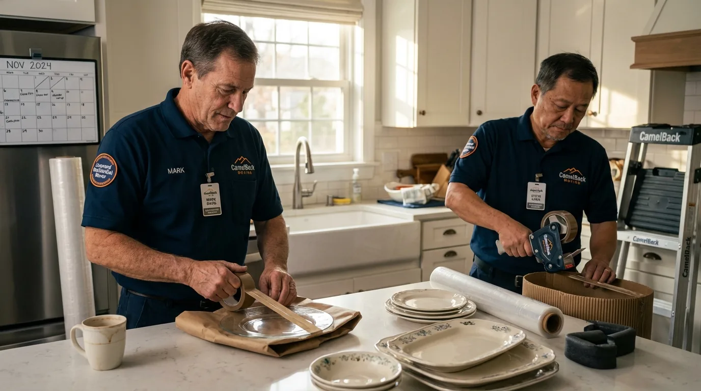 Professional crew packing kitchen dishware in Williamson, WV
